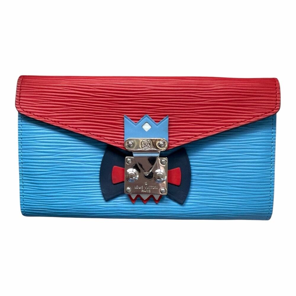 Louis Vuitton Sarah Wallet Blue and Red Epi leather limited edition tribal mask